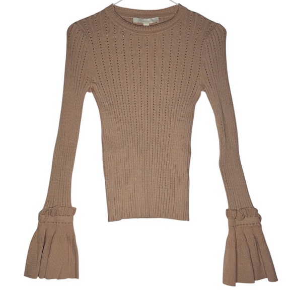 Jonathan Simkhai Perforated Ribbed Long Sleeve Crew Neck Knit Sweater | Size: XS - Picture 11 of 11
